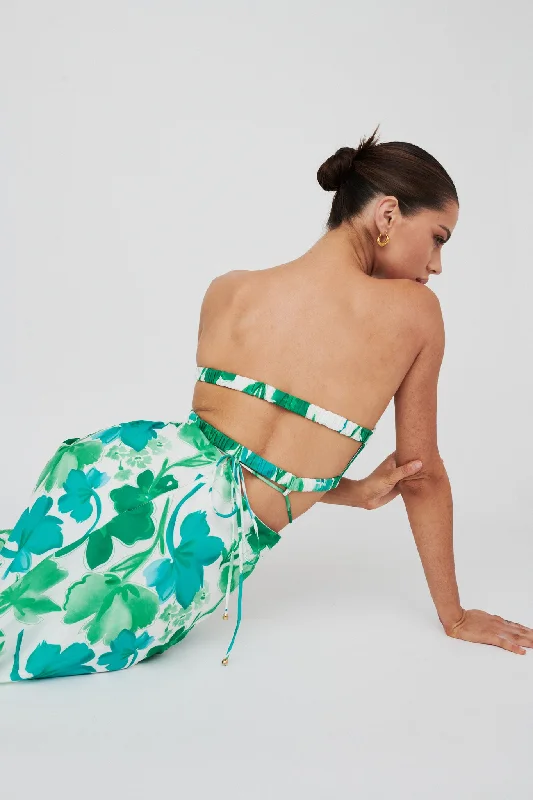 Midnight Sale Tuscan Summers Strapless Cut-Out Midi Dress Green