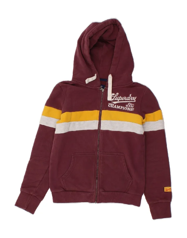 Special Savings SUPERDRY Womens Graphic Zip Hoodie Sweater UK 8 Small Maroon Colourblock Special Savings SUPERDRY Womens Graphic Zip Hoodie Sweater UK 8 Small Maroon Colourblock