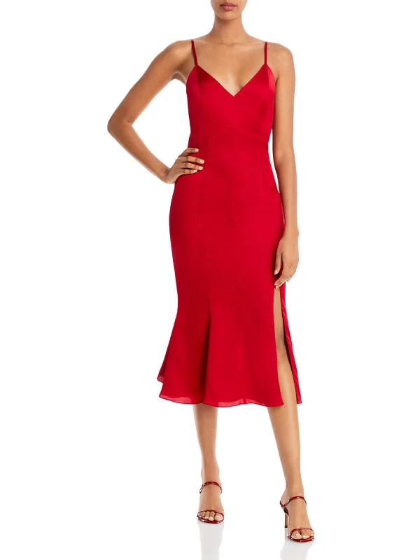 Daily Specials Belleau Womens Satin V-Neck Slip Dress
