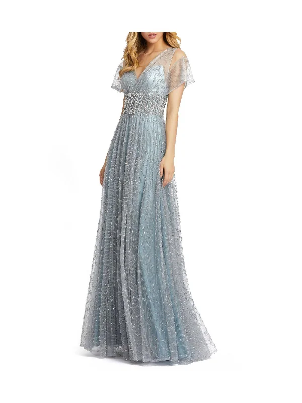 Price Drop Womens Embellished Empire Waist Evening Dress