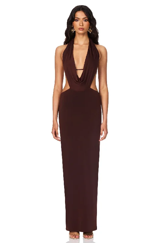 Limited Availability Nookie Olivia Drape Dress - Cocoa
