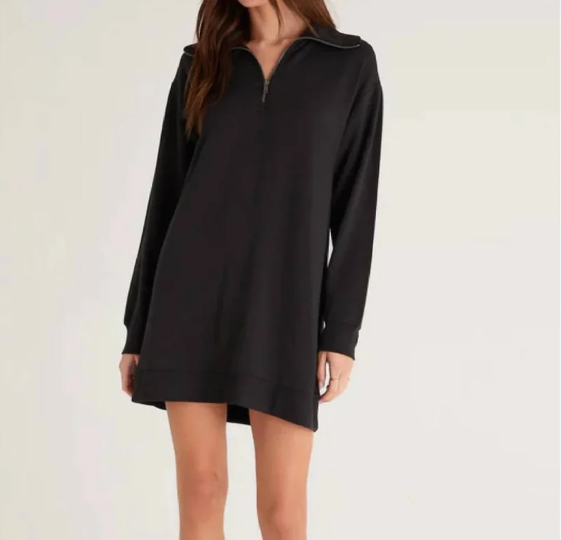 Limited Stock Abigail Half Zip Mini Dress In Black