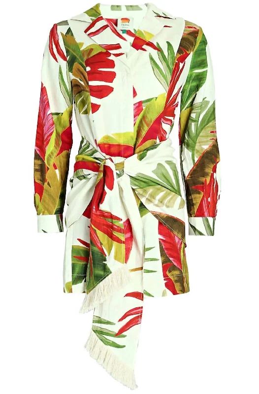 Price Rollback Spring Forest Mini Dress in White Multi