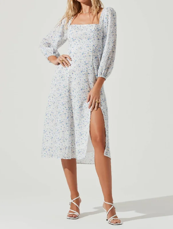 Sale Event Audette Dress in Blue White Ditsy