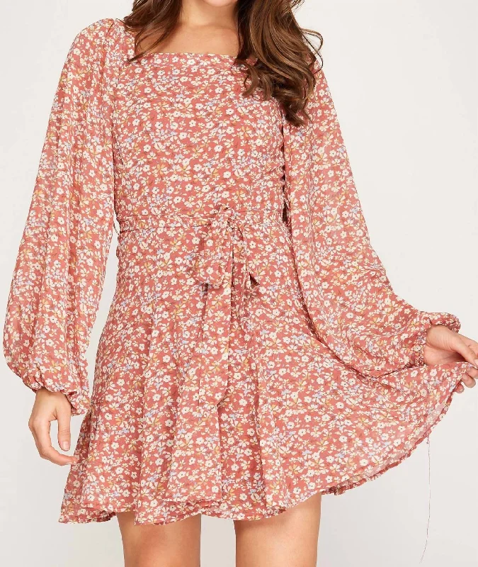 Big Discounts Long Sleeve Dress in Dusty Rose