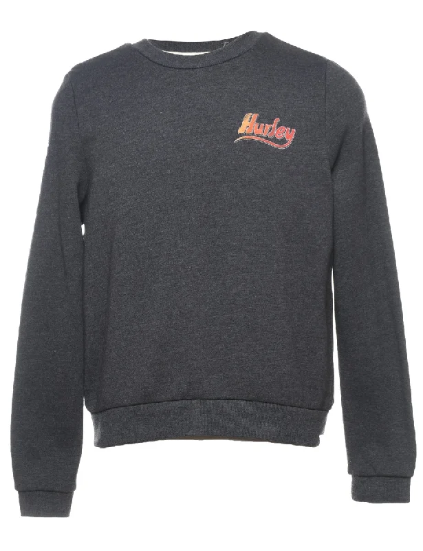 Overstock Hurley Design Dark Grey 2000s Printed Sweatshirt - S