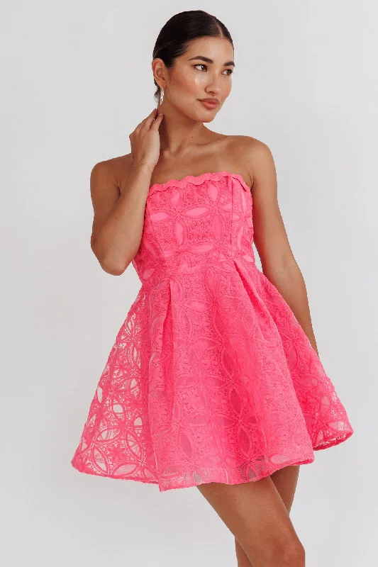 Huge Discounts Kesenia Strapless Embroidered Mini Dress Hot Pink