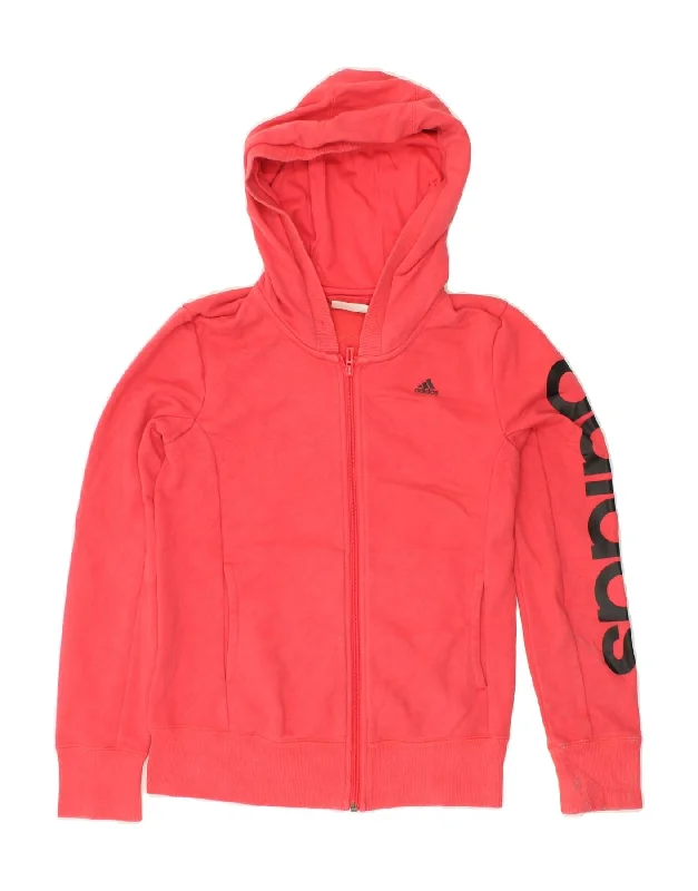 Huge Discounts ADIDAS Womens Graphic Zip Hoodie Sweater UK 8/10 Small Pink Cotton
