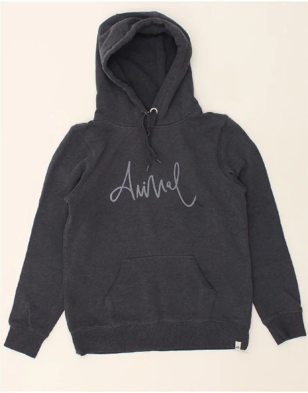Act Fast ANIMAL Womens Oversized Graphic Hoodie Jumper UK 10 Small  Navy Blue