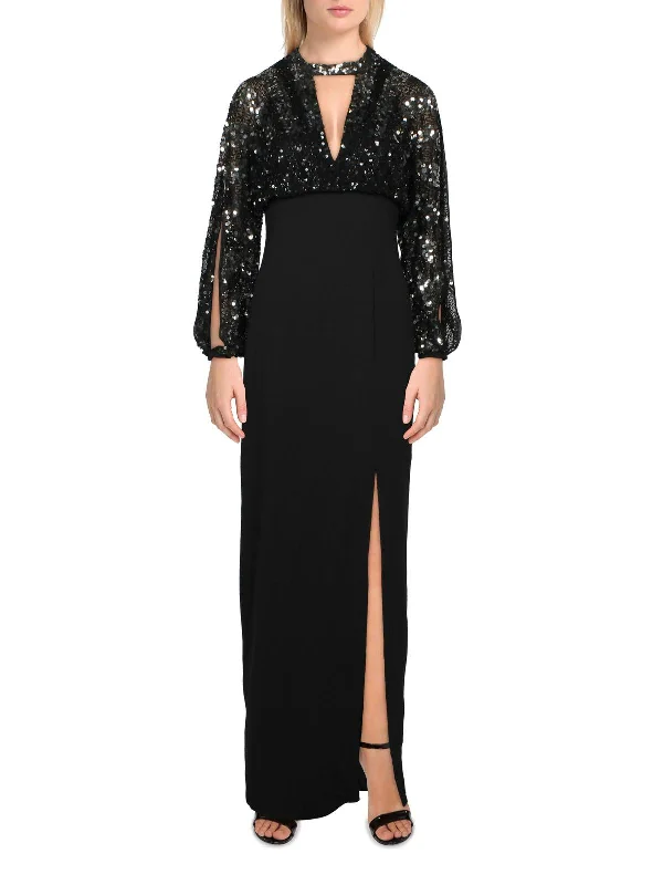 Deal Mania Womens Sequined Long Evening Dress