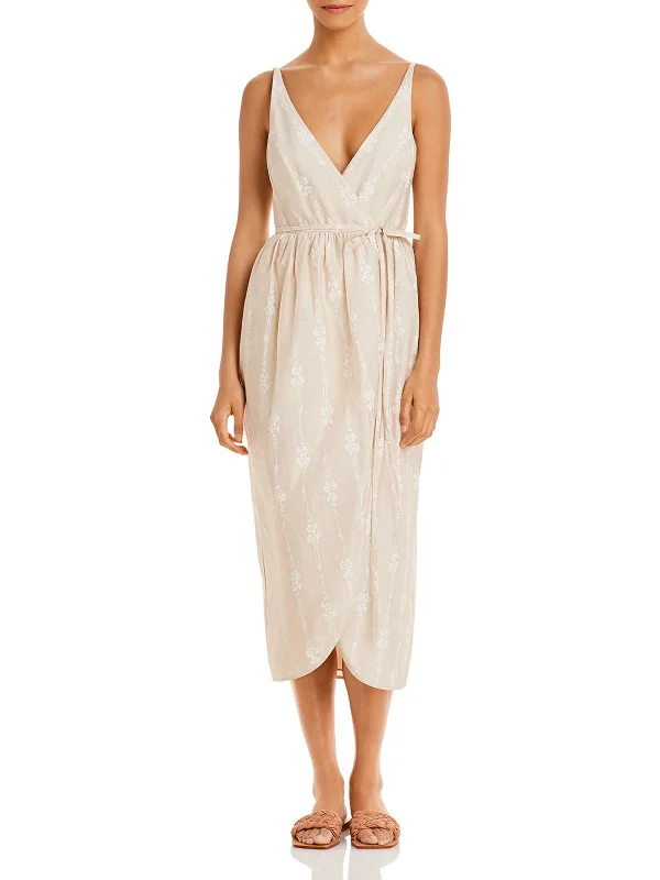 Deep Discounts Womens Printed V-Neck Wrap Dress