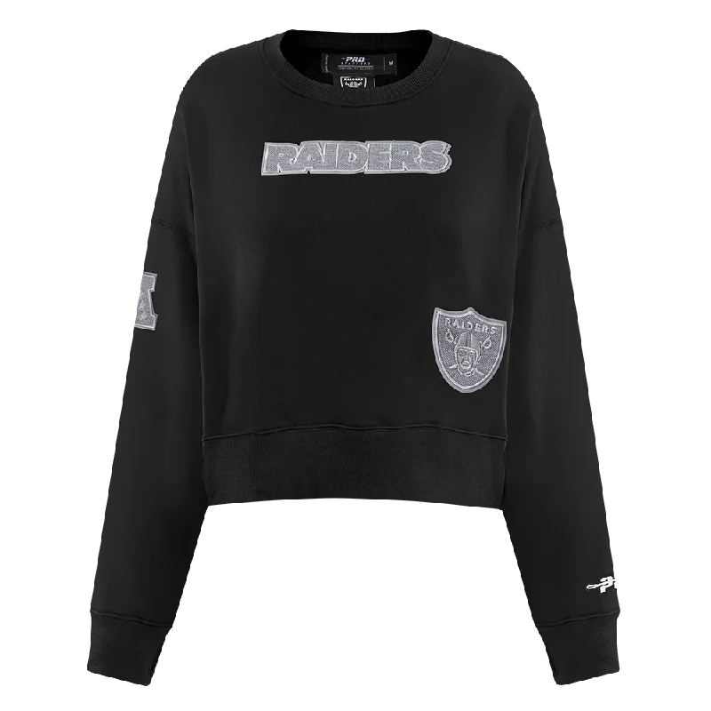 Fantastic Deals NFL LAS VEGAS RAIDERS REVERSE FRENCH TERRY WOMEN'S FLC CREWNECK (BLACK) Fantastic Deals NFL LAS VEGAS RAIDERS REVERSE FRENCH TERRY WOMEN'S FLC CREWNECK (BLACK)