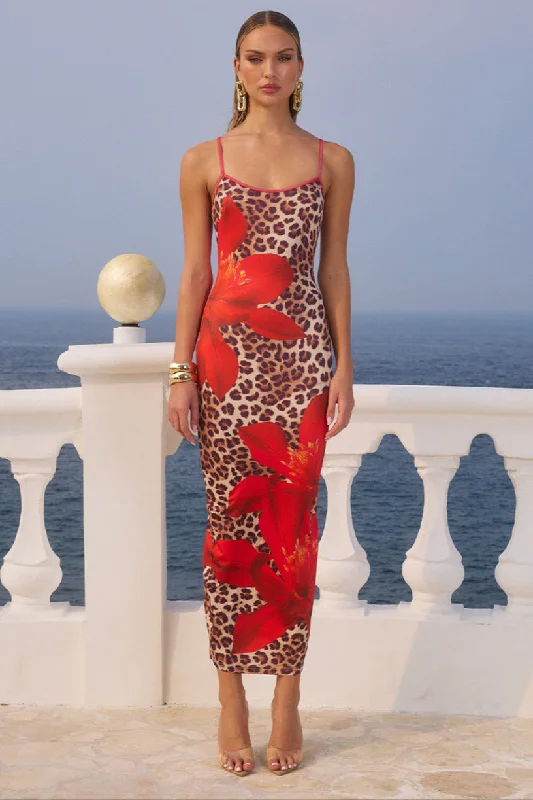 Special Discount Victoria Midi Dress - Leopard Floral