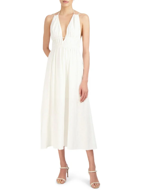 Exclusive Savings Lorenza Womens Linen Blend Halter Maxi Dress