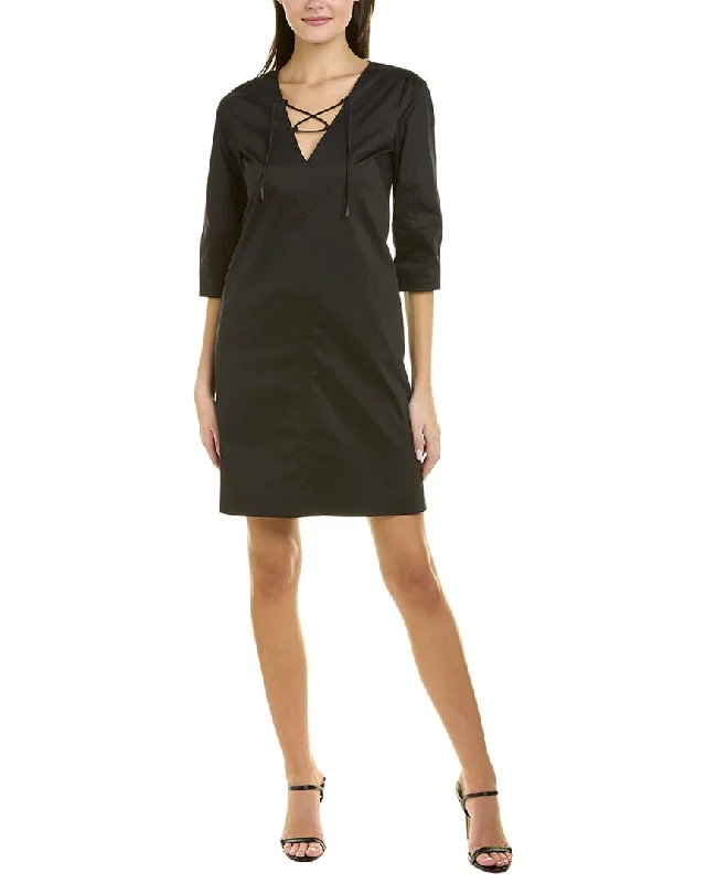 Stock Up and Save Elie Tahari Tie Up Poplin Shift Dress