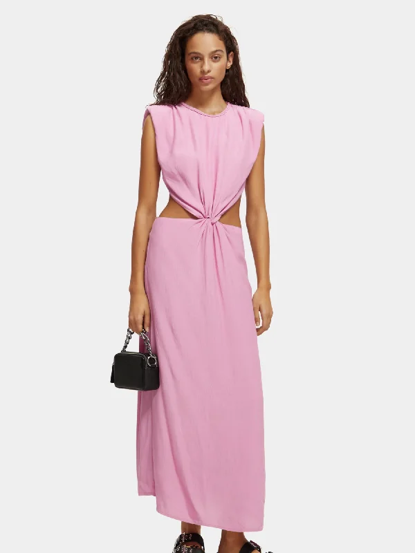 Daily Deals Draped structured shoulder midi dress