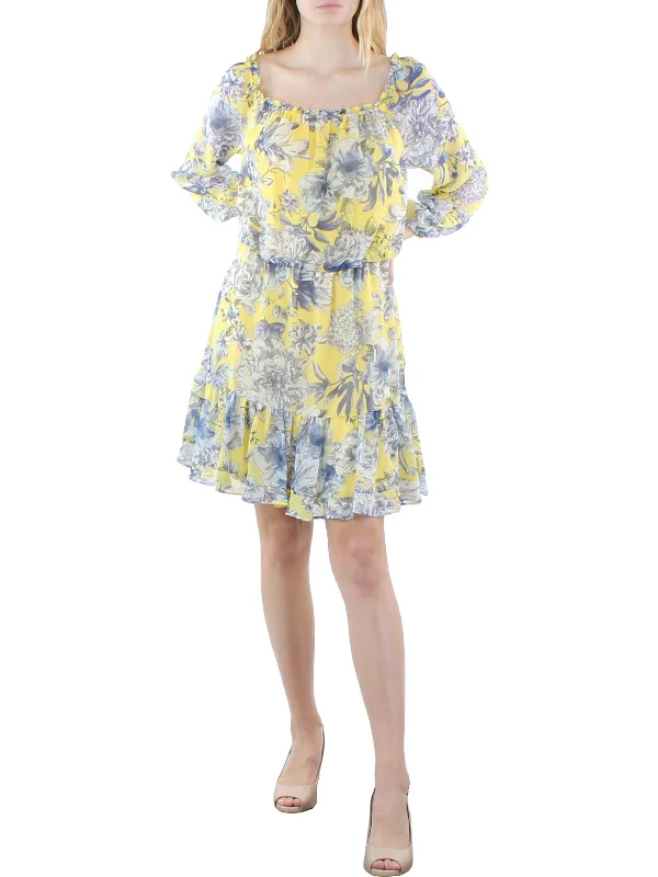 Unbeatable Prices Womens Floral Print Ruffled Mini Dress