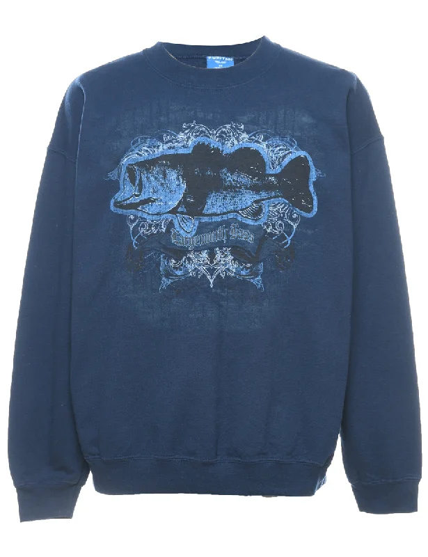 Super Bargain Largemouth Bass Printed Sweatshirt - M