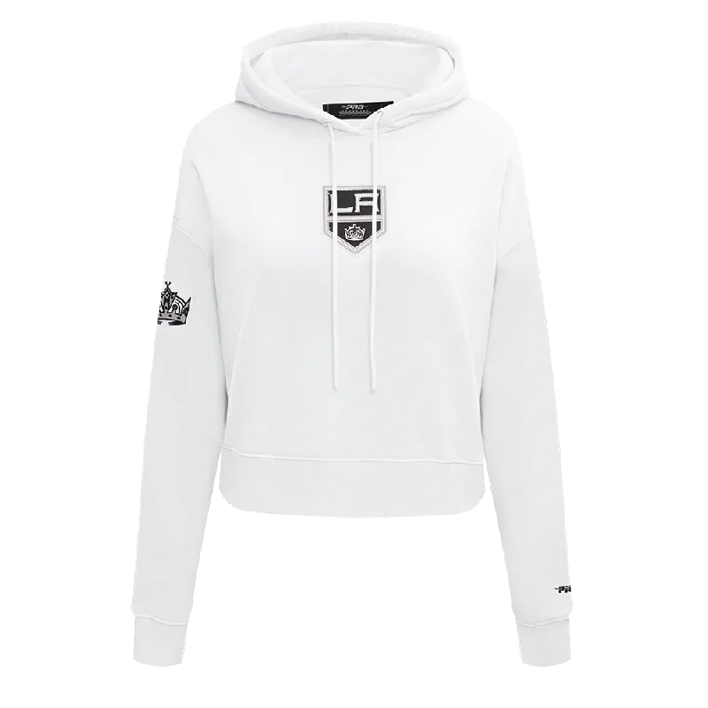 Deep Discounts NHL LOS ANGELES KINGS CLASSIC WOMEN'S CROPPED PO HOODIE (WHITE)