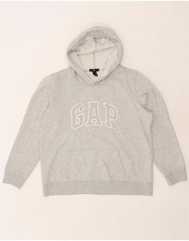 Overstock Sale GAP Womens Graphic Hoodie Jumper UK 16 Large Grey Cotton