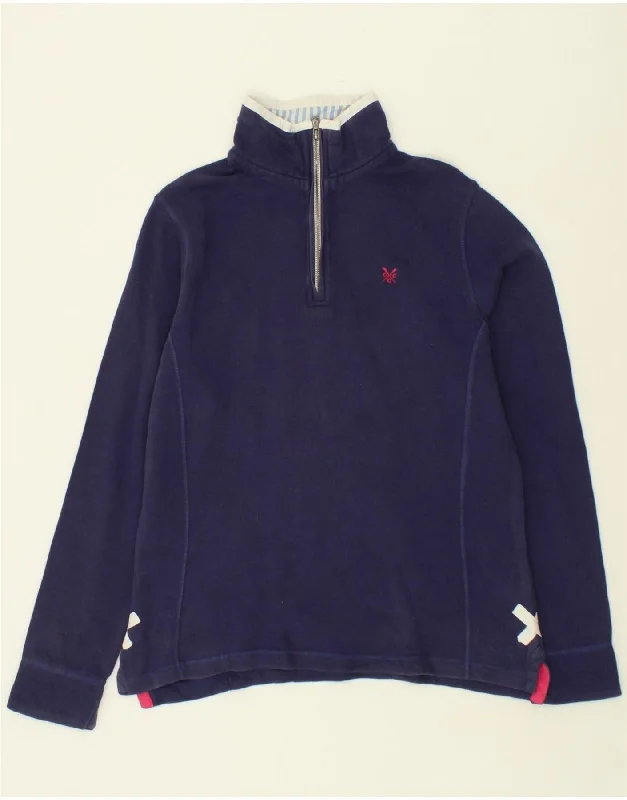 Bargain Bin CREW CLOTHING Womens Zip Neck Sweatshirt Jumper UK 10 Small Navy Blue