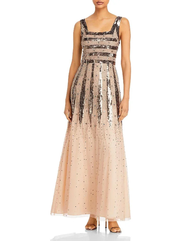 Act Fast Womens Sequined Sleeveless Evening Dress