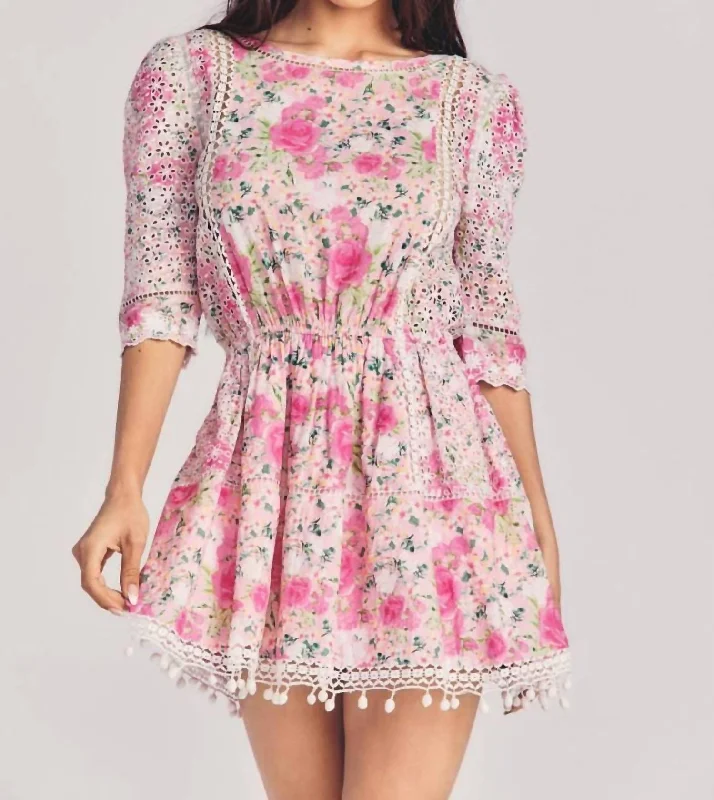 Sale Event Novalie Mini Dress in Magenta Flower Fields