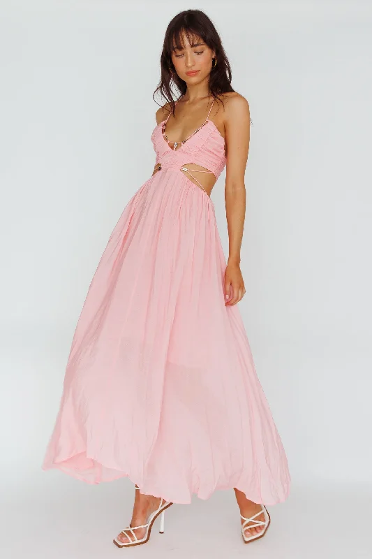 Massive Deals Tenyl Open Back Strappy Midi Dress Blush
