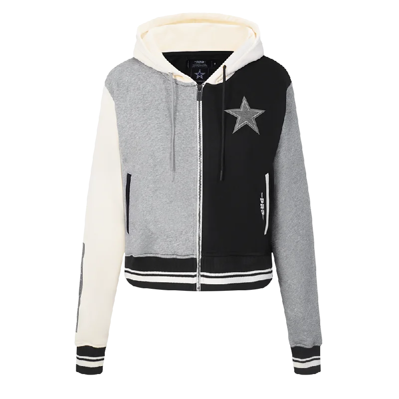 Great Bargains NFL DALLAS COWBOYS REVERSE FRENCH TERRY WOMEN'S COLORBLOCK FLC FZ HOOD (BLACK/GRAY/EGGSHELL) Great Bargains NFL DALLAS COWBOYS REVERSE FRENCH TERRY WOMEN'S COLORBLOCK FLC FZ HOOD (BLACK/GRAY/EGGSHELL)