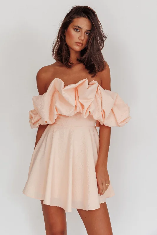 Act Now Kailynn Off-Shoulder A-Line Mini Dress Blush