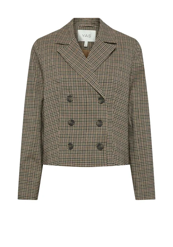 Super Bargain Y.A.S Chikka Check Short Blazer, Chanterelle