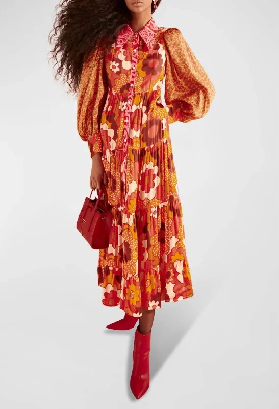 Weekend Deal Monte Rosa Midi Dress in Orange Multi