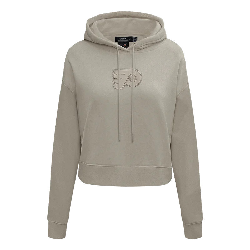 Hot Deal NHL PHILADELPHIA FLYERS NEUTRAL WOMEN'S CROPPED PO HOODIE (TAUPE)