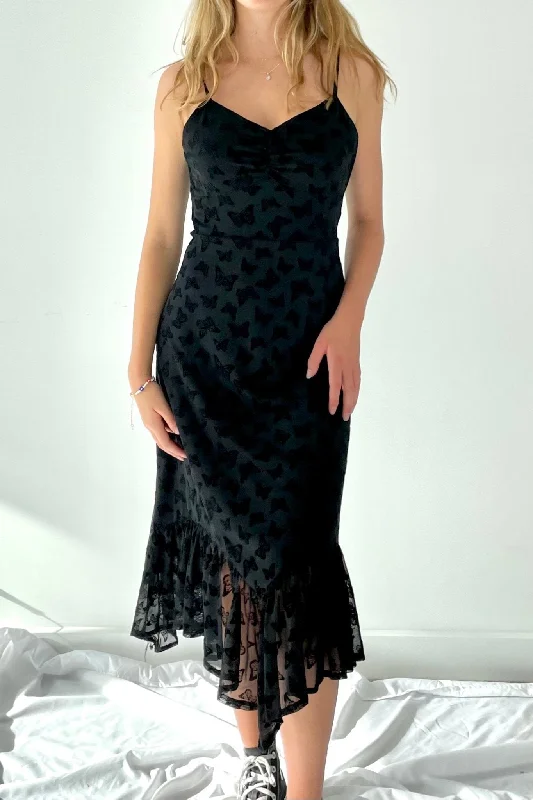 Online Only Goth girl butterfly midi dress|Up to 3XL