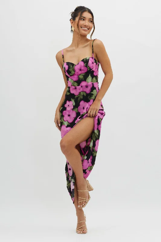 Limited Availability Kasha Low Back Maxi Dress Floral Pink