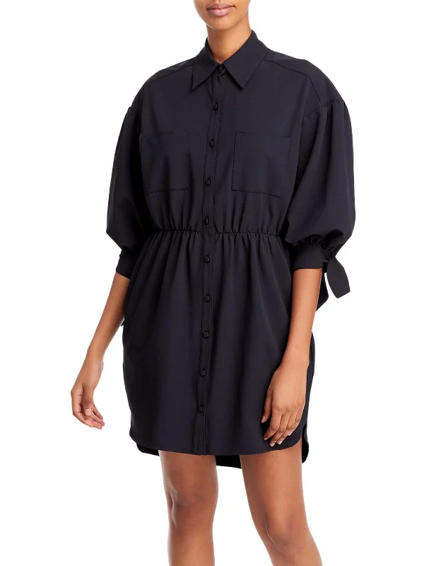 Deal Mania Stacey Womens Collared Midi Shirtdress