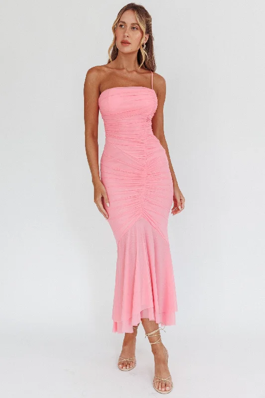 Mega Sale By Chance One Strap Ruched Maxi Dress Pink