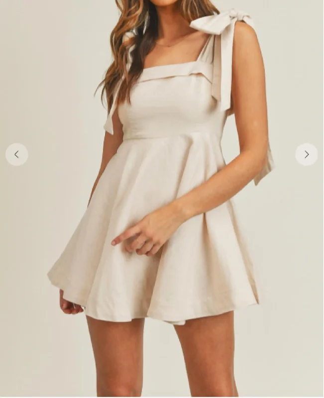 Deal Zone Anna Bow Tie Dress in Beige