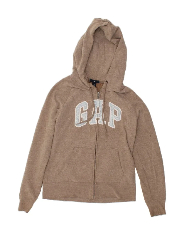 Deal Explosion GAP Womens Graphic Zip Hoodie Sweater UK 12 Medium Brown
