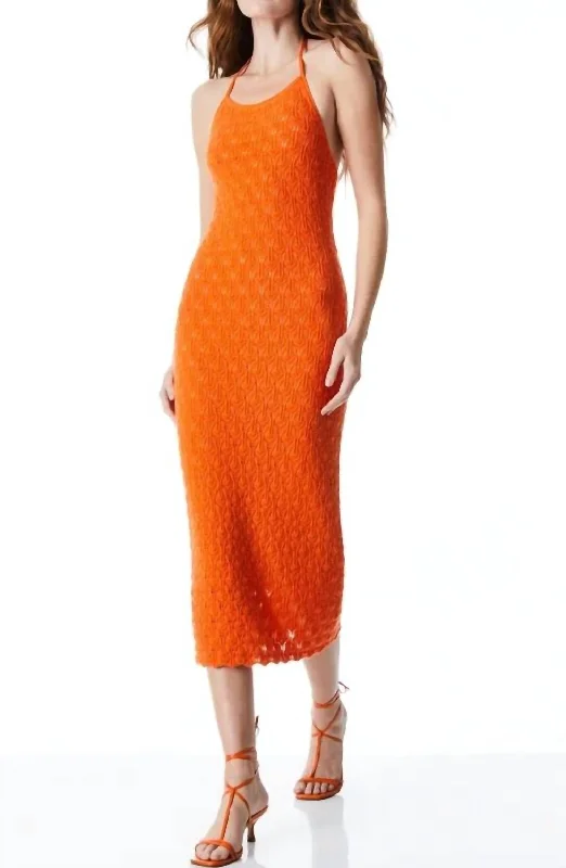Overstock Sale Jone Halter Neck Fitted Midi Dress in Sienna