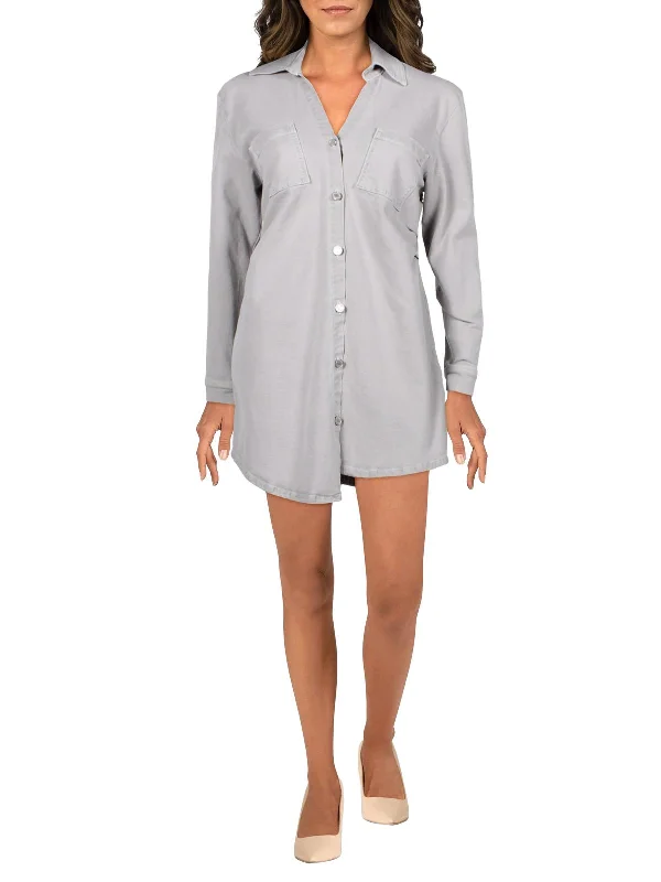 Must-Have Deals Eliza Womens Button Front Denim Shirtdress