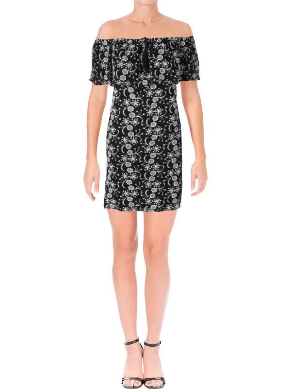 Daily Deals Womens Embroidered Tassel Tie Casual Dress