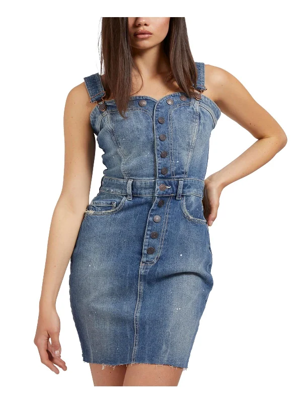 Super Bargain Delta Womens Frayed Hem Knee Midi Dress
