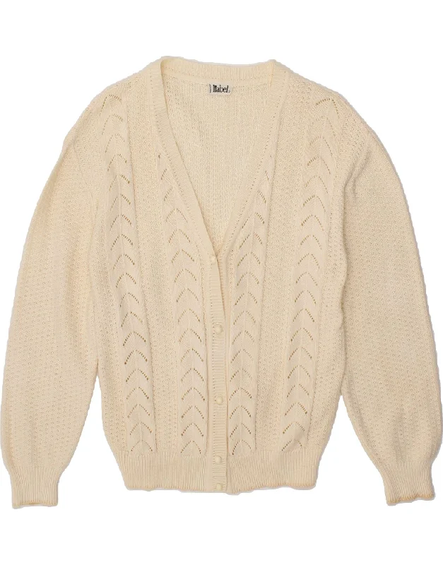 Season Finale Sale VINTAGE Womens Cardigan Sweater UK 14 Medium Off White