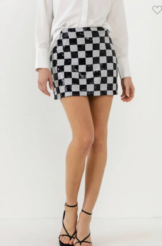 Limited Time Discount Sequins Check Mini Skirt in Multi