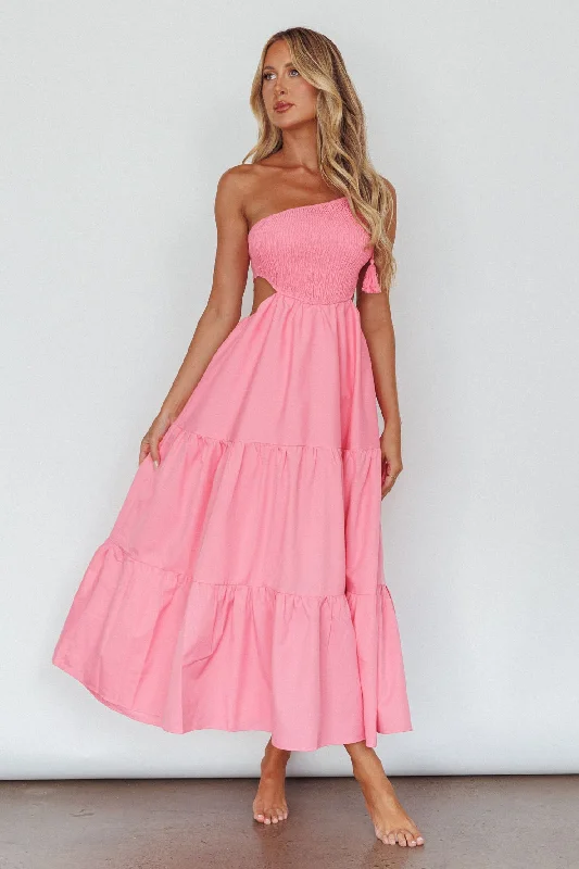 Discount Deals Tamzin Shirred Bodice Midi Dress Soft Pink