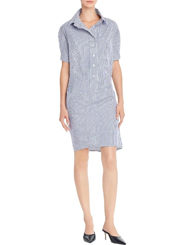 Limited Availability Womens Striped Collared T-Shirt Dress