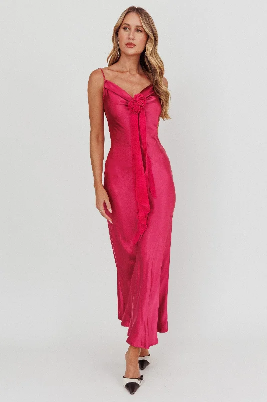 Instant Savings Afterglow Backless Cowl Neck Maxi Dress Berry