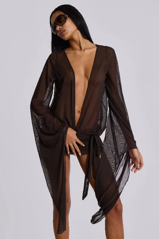 Warehouse Sale Aria Mesh Plunge Mini Dress