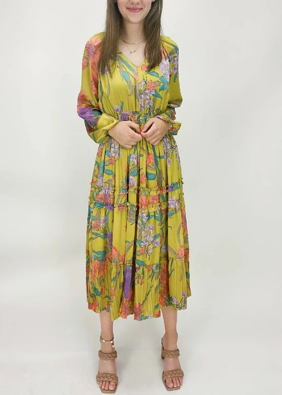 Big Discounts Leena Floral Midi Dress in Yellow Floral